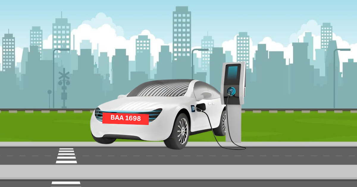 An electric car being charged.